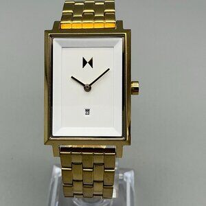 MVMT Signature Charlie Watch Women 24mm Gold Tone Tank Date New Battery 6.5"